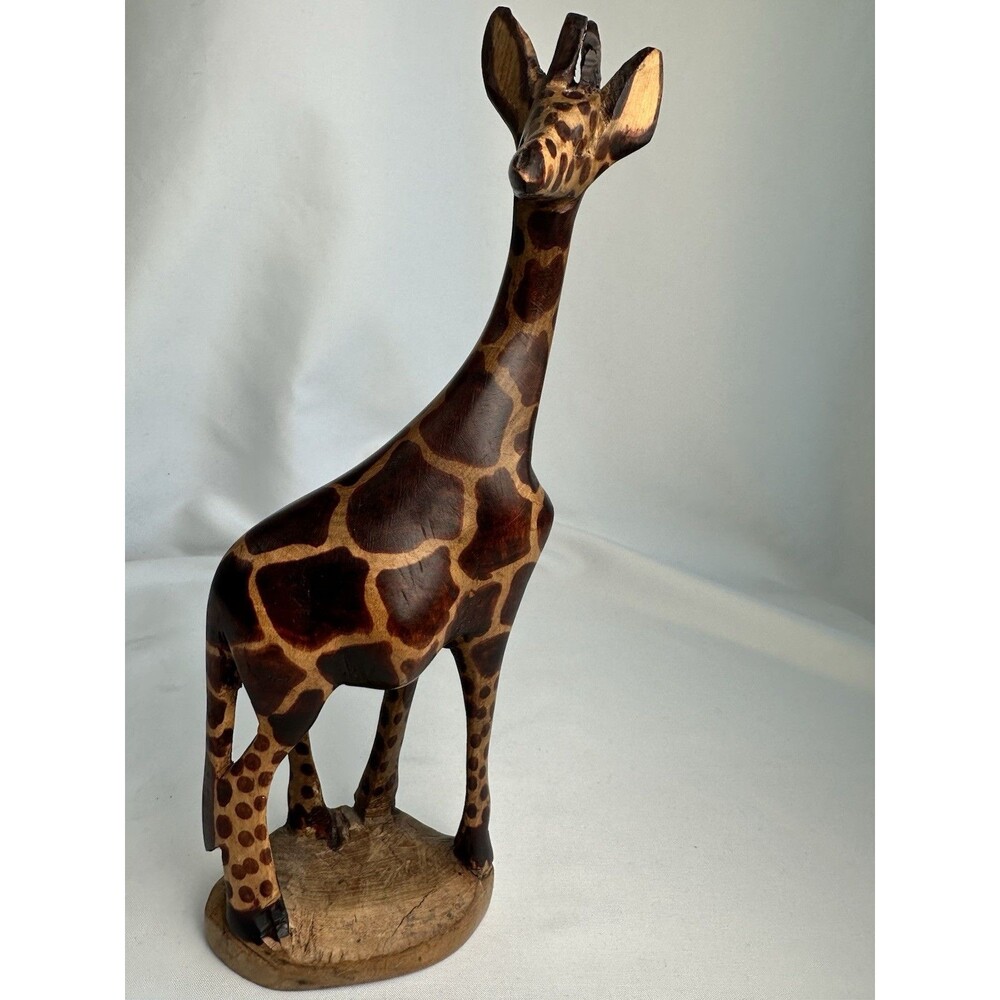 African Style Giraffe Primitive Hand Carved Figurine Statue Folk Art 10”